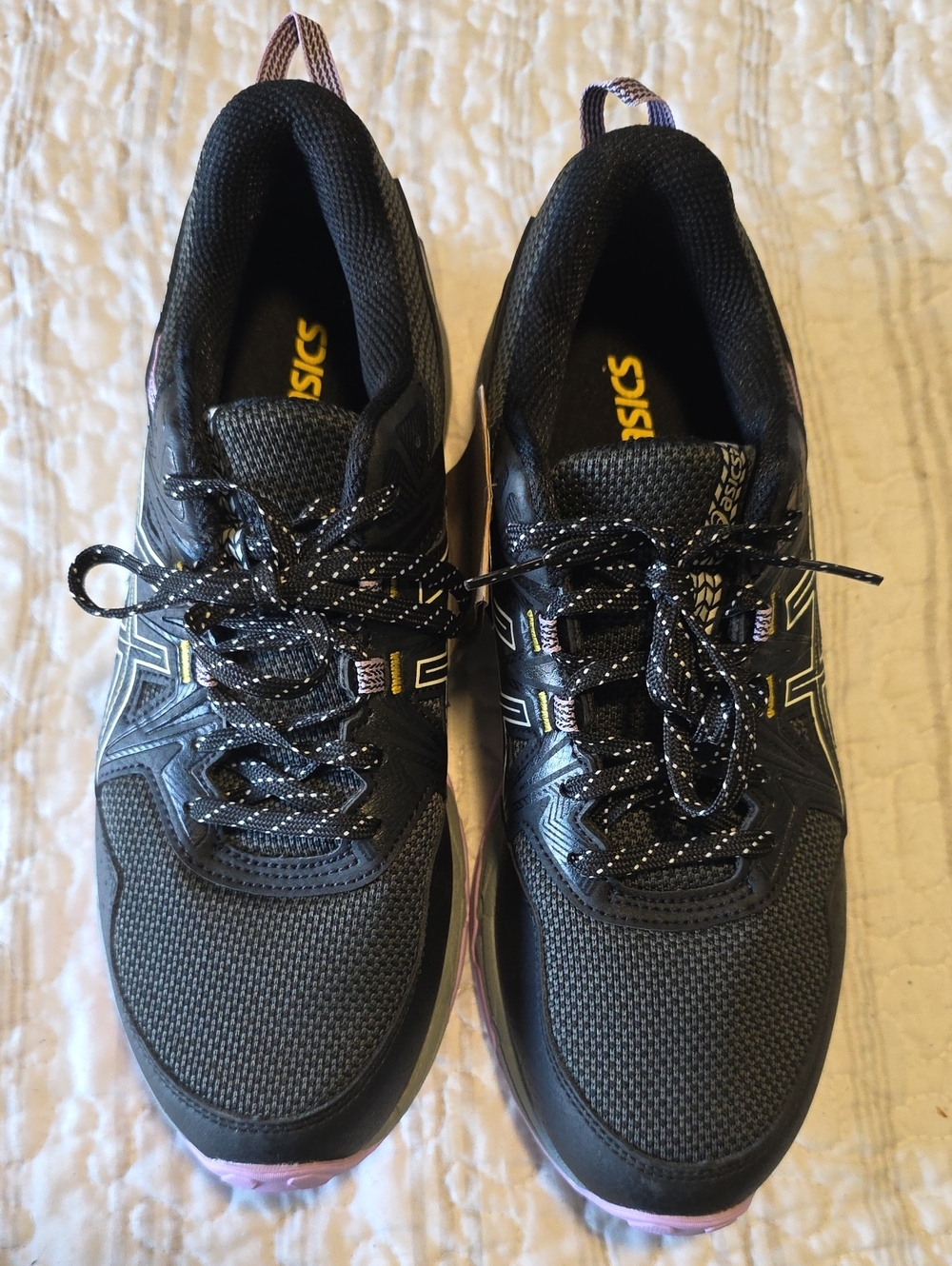 ASICS Black Running Sneakers with Pink Highlights
